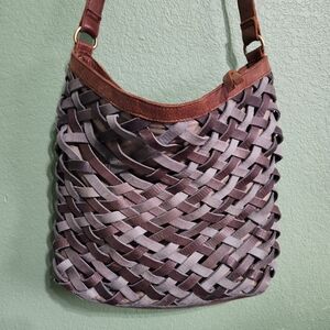 Mo&Co Leather Woven Crossbody Bag